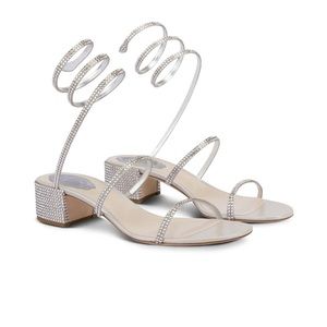 Rene Caovilla FLAT GREY JEWEL SANDALS CLEO size 9.5